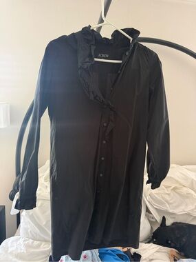 J. Crew Black Button-Up dress with ruffle collar